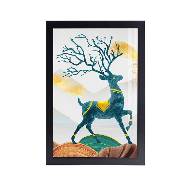 Reindeer Forest View Acrylic Art Print with Frame