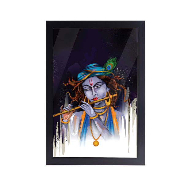 Krishna Bansuri Acrylic Art Print with Frame