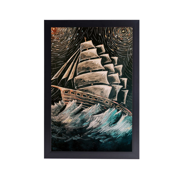 Ship in Sea Acrylic Art Print with Frame