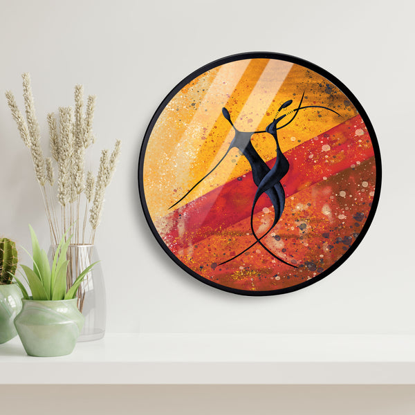 African Couple Dance Acrylic Art Print with Metal Ring