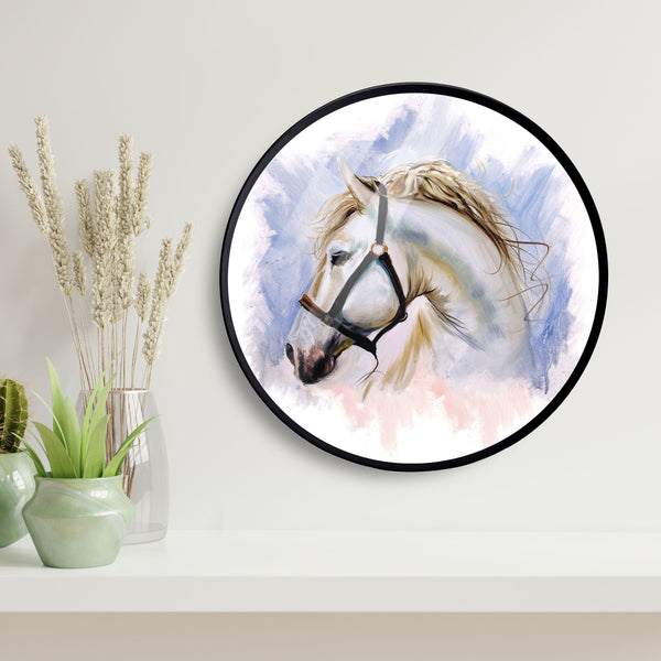 White Hourse Face Acrylic Art Print with Metal Ring