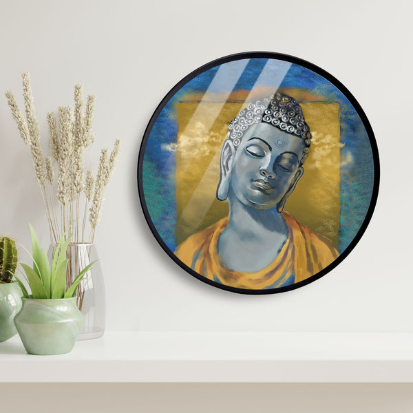 Bhuddha Thinking Acrylic Art Print with Metal Ring