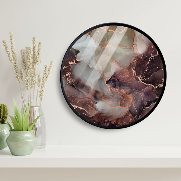 Brown Marble Acrylic Art Print with Metal Ring