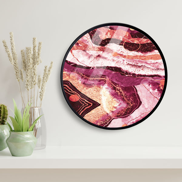 Line Pattern Marble Acrylic Art Print with Metal Ring