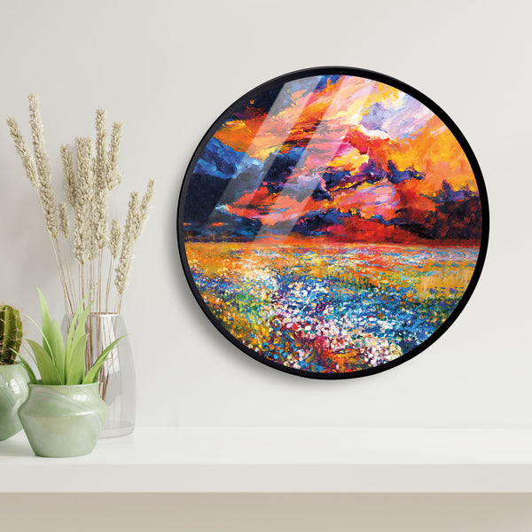 Evening View Acrylic Art Print with Metal Ring