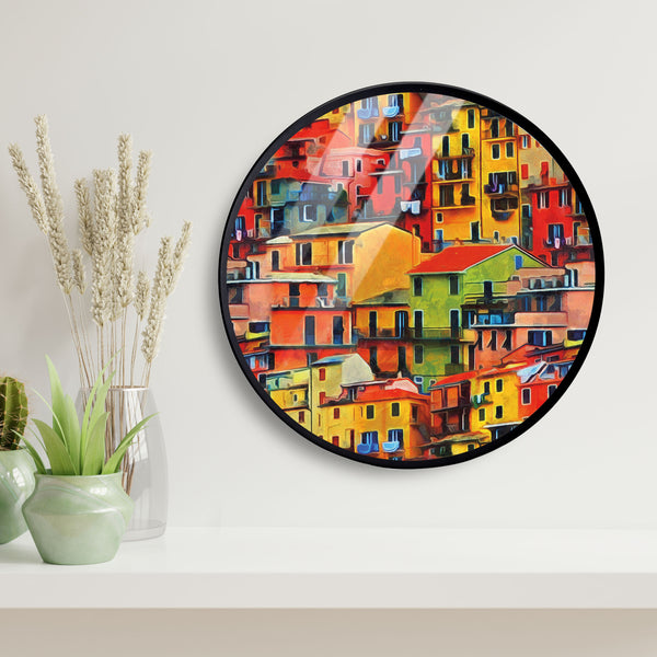 Europe Old Town Acrylic Art Print with Metal Ring