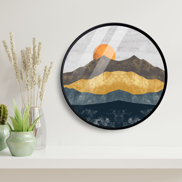 Orange Sun Mount Acrylic Art Print with Metal Ring