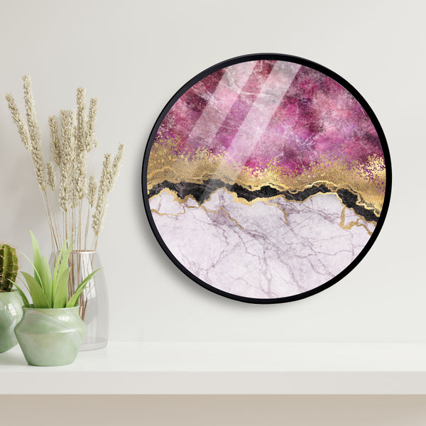 Pink Seascape Pattern Acrylic Art Print with Metal Ring