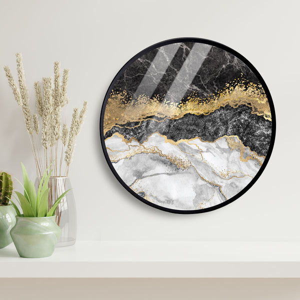 Black Galaxy Pattern Acrylic Art Print with Metal Ring