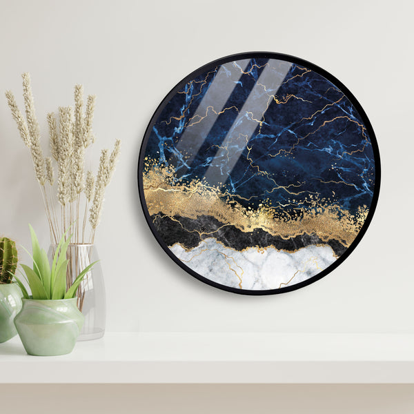 Gold Seascape Pattern Acrylic Art Print with Metal Ring