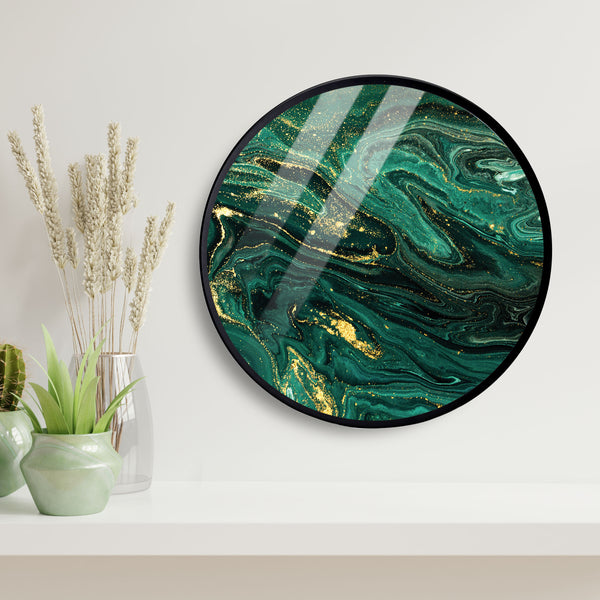 Green Pattern Marble  Acrylic Art Print with Metal Ring