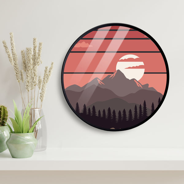 Sunset Mount Acrylic Art Print with Metal Ring