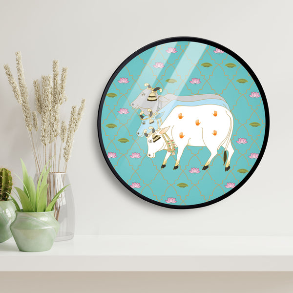 Line up Cow Travel Acrylic Art Print with Metal Ring