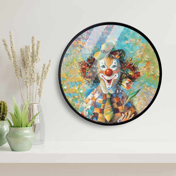 Smiling Joker Acrylic Art Print with Metal Ring