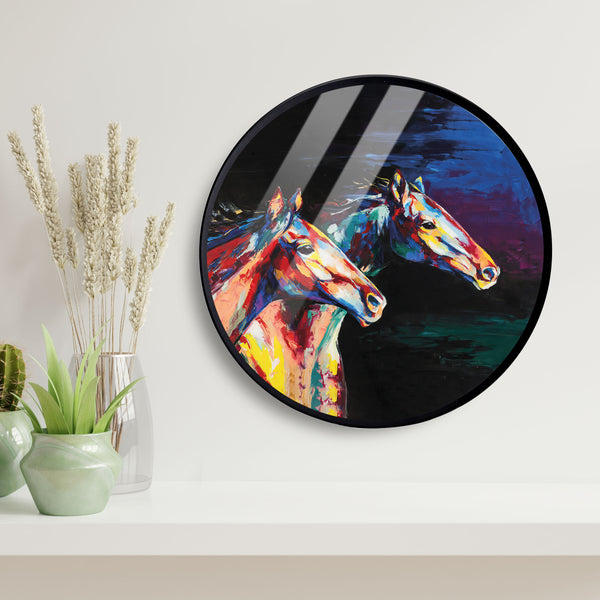 Horse Face Abstract Acrylic Art Print with Metal Ring