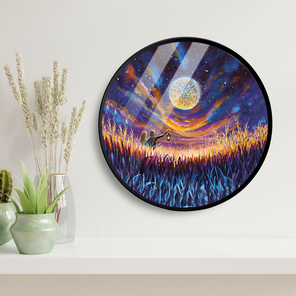 Beautiful view sunset Lamp Acrylic Art Print with Metal Ring