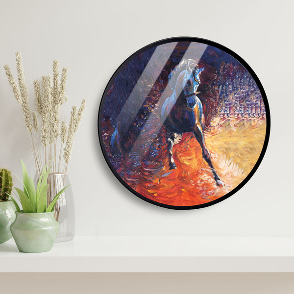 Running Hourse Abstract Acrylic Art Print with Metal Ring