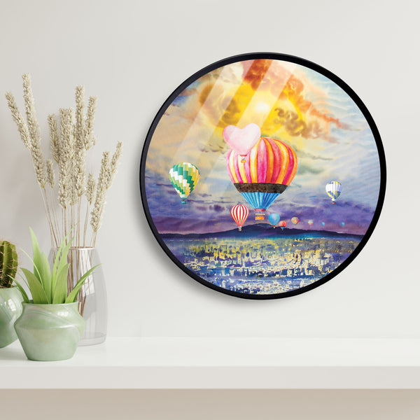 Hot Air Ballon Acrylic Art Print with Metal Ring