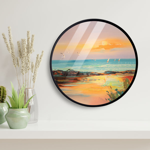 Birds Flying sunset Acrylic Art Print with Metal Ring