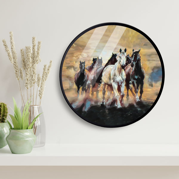 Running Hourse Acrylic Art Print with Metal Ring