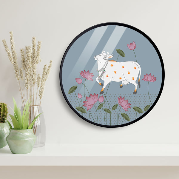 Cow Pink Lotus Acrylic Art Print with Metal Ring