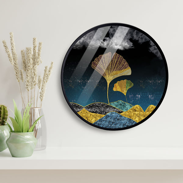 Golden Moon Light Acrylic Art Print with Metal Ring