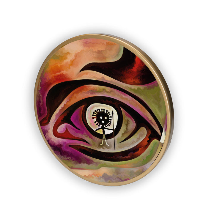 Abstract Eye Acrylic Art Print with Gold Color Metal Ring