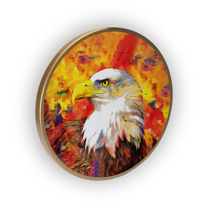 Eagle Eye Acrylic Art Print with Gold Color Metal Ring