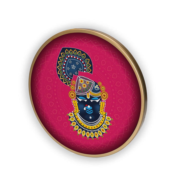 Shri Nath Ji Acrylic Art Print with Gold Color Metal Ring