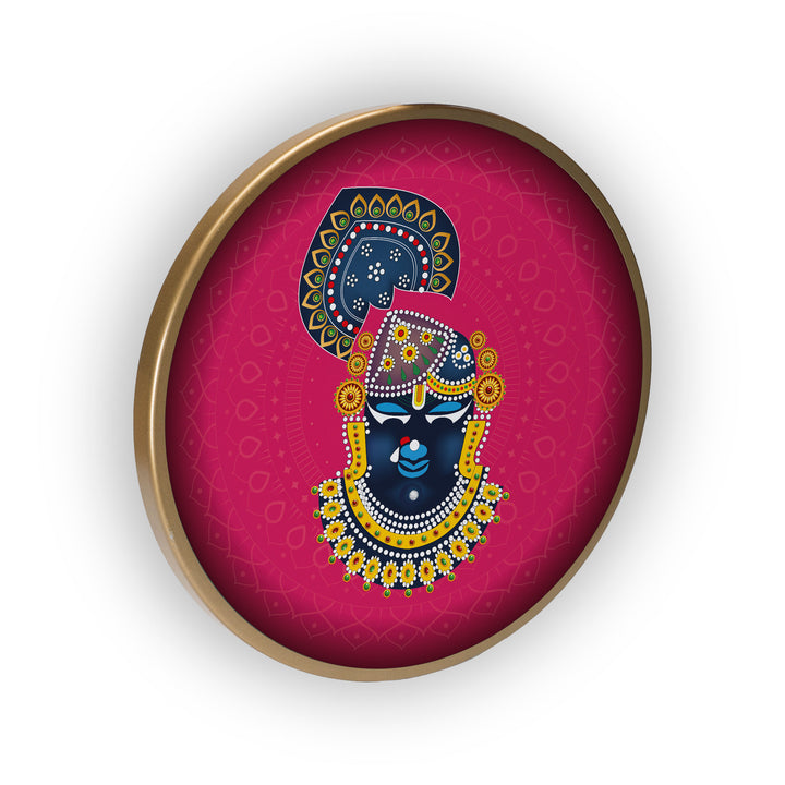 Shri Nath Ji Acrylic Art Print with Gold Color Metal Ring