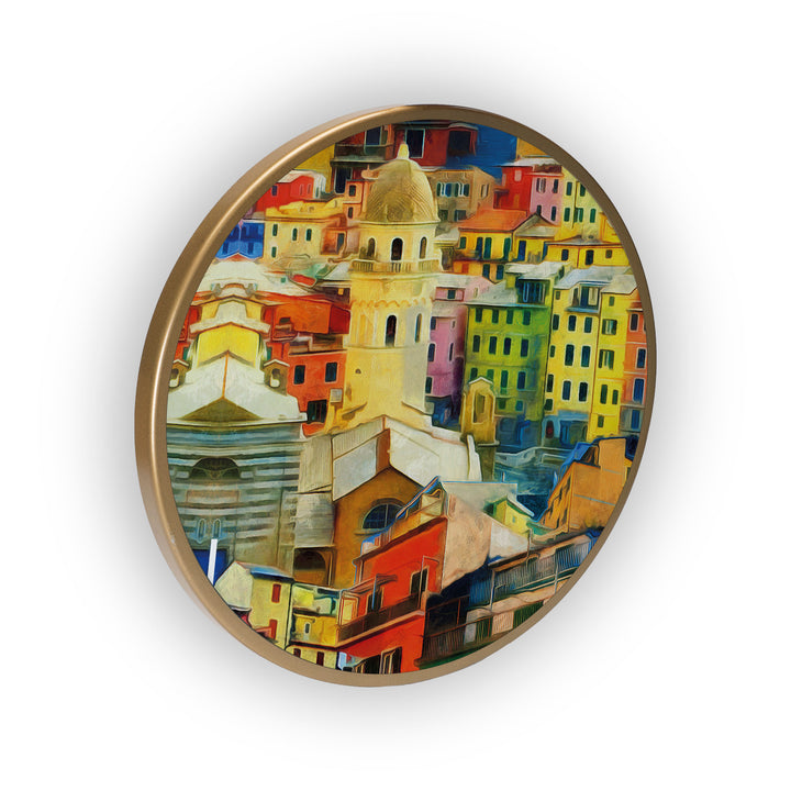 Foot Roof old Town Acrylic Art Print with Gold Color Metal Ring