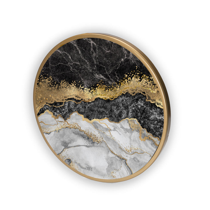 Galaxy Seascape Pattern Acrylic Art Print with Gold Color Metal Ring