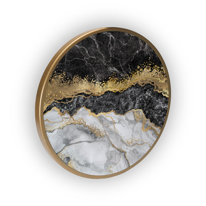 Galaxy Seascape Pattern Acrylic Art Print with Gold Color Metal Ring