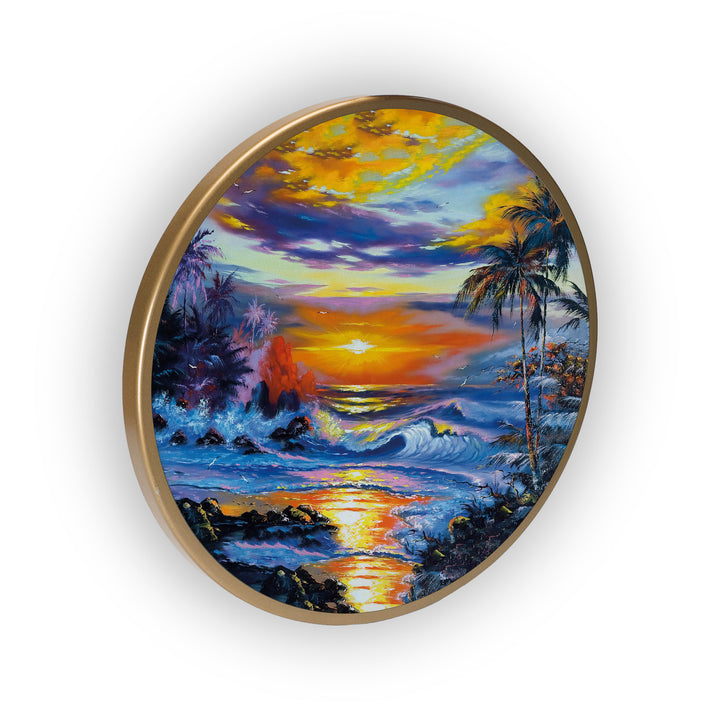 Natural Sunset Acrylic Art Print with Gold Color Metal Ring