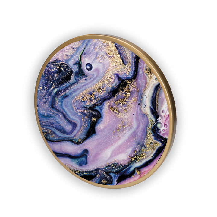 Purple Seascape Pattern Acrylic Art Print with Gold Color Metal Ring