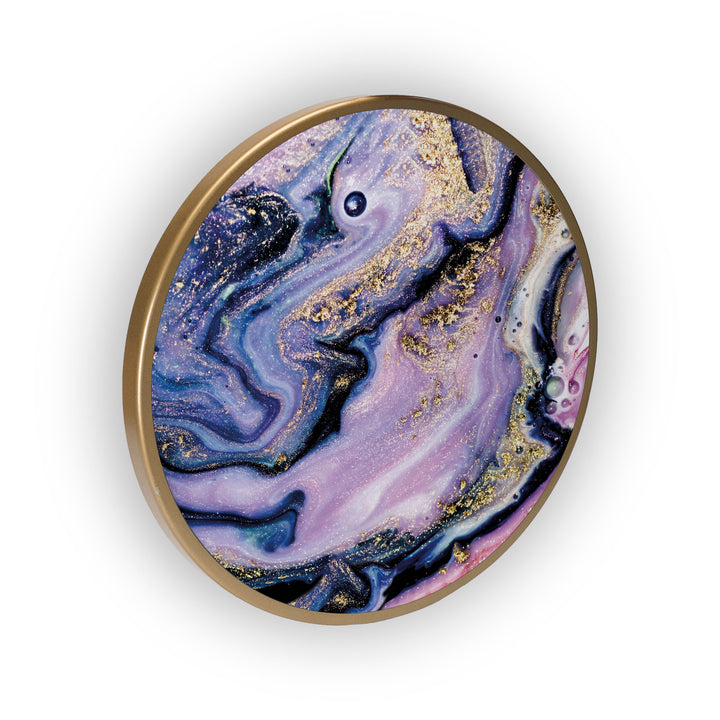 Purple Seascape Pattern Acrylic Art Print with Gold Color Metal Ring