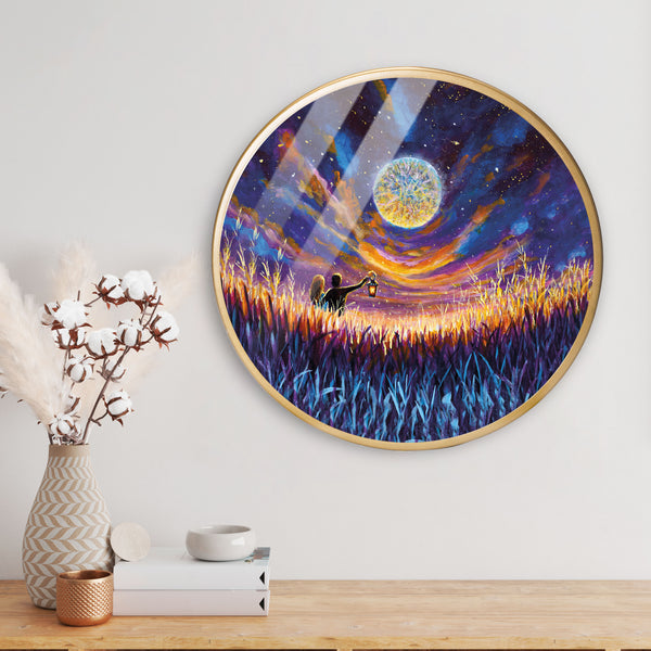 Beautiful view sunset Lamp Acrylic Art Print with Gold Color Metal Ring