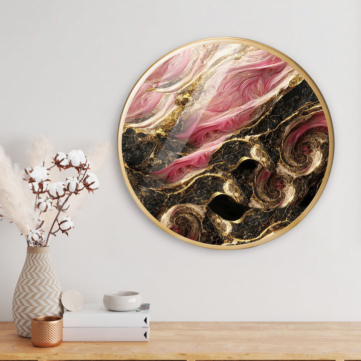 Galaxy Art Ring Acrylic Art Print with Gold Color Metal Ring