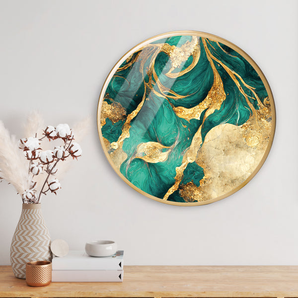 Galaxy Seascape Acrylic Art Print with Gold Color Metal Ring