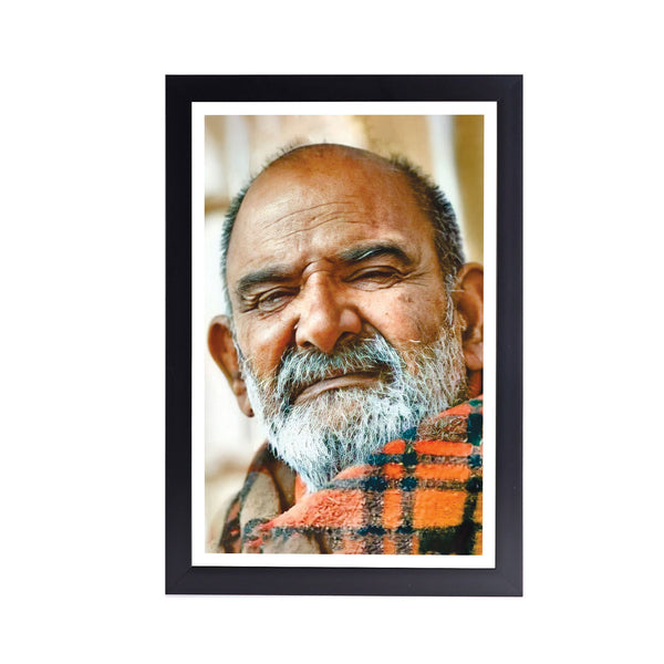 Sri Neem Karoli Baba Acrylic Art Print with Frame (Tilak)