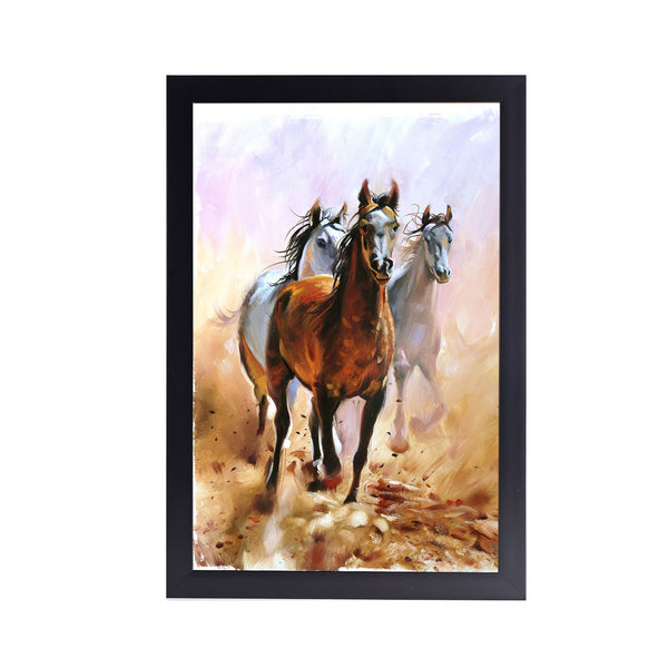 Black Horse Running Acrylic Art Print with Frame